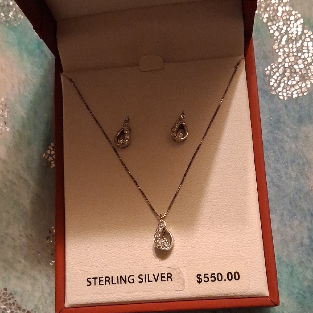 Sterling Silver Necklace and Earring Set